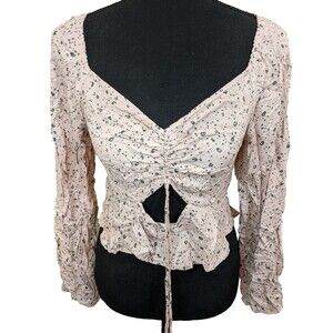 Kirious Los Angeles Top Cropped Ruched Cut Out Y2K Animal Print Smocked Medium